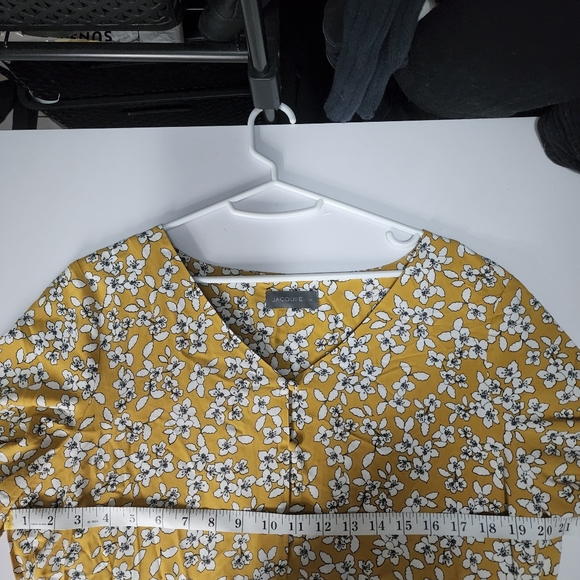 Aus12 Jacqui E Yellow White Floral Front Button Up Short Sleeve Blouse - Picture 3 of 16